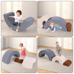 INFANS Climbing Toys for Toddlers, 3pc Foam Climbing Blocks Rainbow Shaped In…