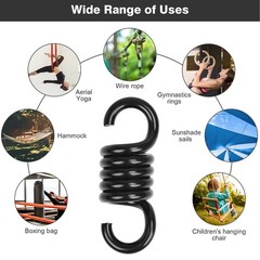 880Lbs Black Spring Porch Hook Hammock Swing Chair Hanging Suspension