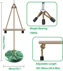 Disc Swing for Kids, Swing Set Accessories,7FT Height Adjustable Gym Monkey Bars