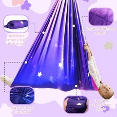 Sensory Swing for Kids Indoor & Outdoor Double Layer Therapy Cuddle Purple