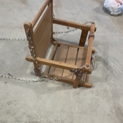 Wooden Outdoor Swing Seat with Chains, Safety Strap, for Ages 1-4 Years