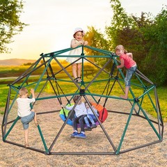 Hapfan 10ft Climbing Dome with Saucer Swing Jungle Gym Outdoor Play Equipment
