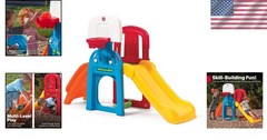 Colorful Backyard Playset with Slide and Climbing Wall