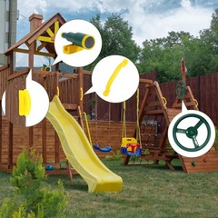 Playground Swingset Attachment Pirate Ship Wheel Toy Telescope Telephone for Kid