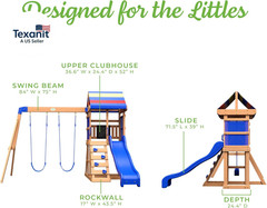 Bay Pointe Cedar Wood Swing Set with Wave Slide, Play Deck, Rock Wall Ladder, Be