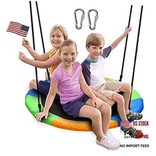 40 Inch Saucer Tree Swing, Large Rope Swing with Children Swing Multicolor