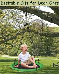 24 Inch Saucer Tree Swing Set for Kids & Adults, Adjustable Swing 24 inch Green