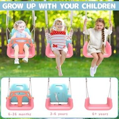 3-in-1 Toddler Swing Set for Indoor/Outdoor Use – Baby Swing for Ages 6 Months+