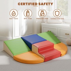 Hoohtoot Foam Climbing Blocks for Toddlers: 6-Piece Soft Play Set – PU Leathe…