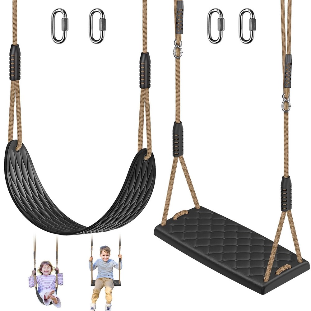 SELEWARE Heavy Duty Swing Seats for Kids & Adults, Non‑Slip Flat Plastic & U‑…