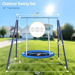 500lbs Heavy Duty Metal Saucer Swing Set Backyard Kids 45″ Round 45 inches