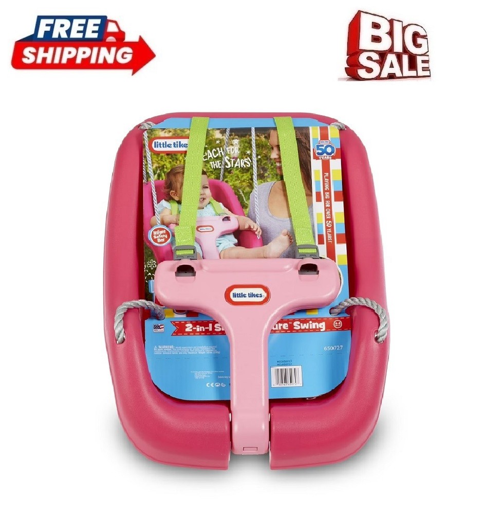 Little Tikes 2-in-1 Snug and Secure Swing, High Back Swing, Magenta