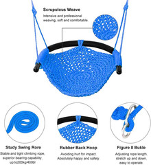 Adjustable Hand-Knitting Toddler Swing Seat for Indoor/Outdoor Use (Blue)