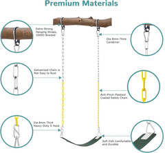 Swing Set Seat with Metal Triangle Ring & 66Inch Anti-Rust Chains, Swing Access
