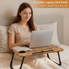 Lap Desk Foldable Laptop Table Portable Bed Tray Desk with Holders for Cup an…