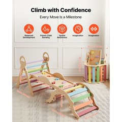 Pikler Triangle Set: 9-in-1 Montessori Climber, 150lb Capacity, Wood & Steel