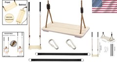 Adjustable Wooden Swing for Kids Teens Adults, Heavy Duty Pine Outdoor Seat Kit
