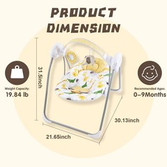 Portable Baby Swing for Infants, Compact & Foldable Infant Swing with 5-Speed…