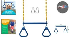 Blue Swing Set Accessories with Trapeze Bar & Heavy Duty Chain for Kids