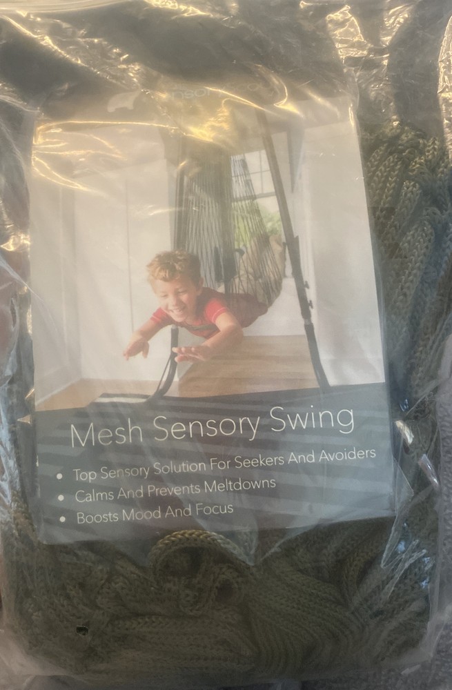 SENSORY SCOUT Mesh Sensory Swing Green Home or School With Ceiling Hanging Kit