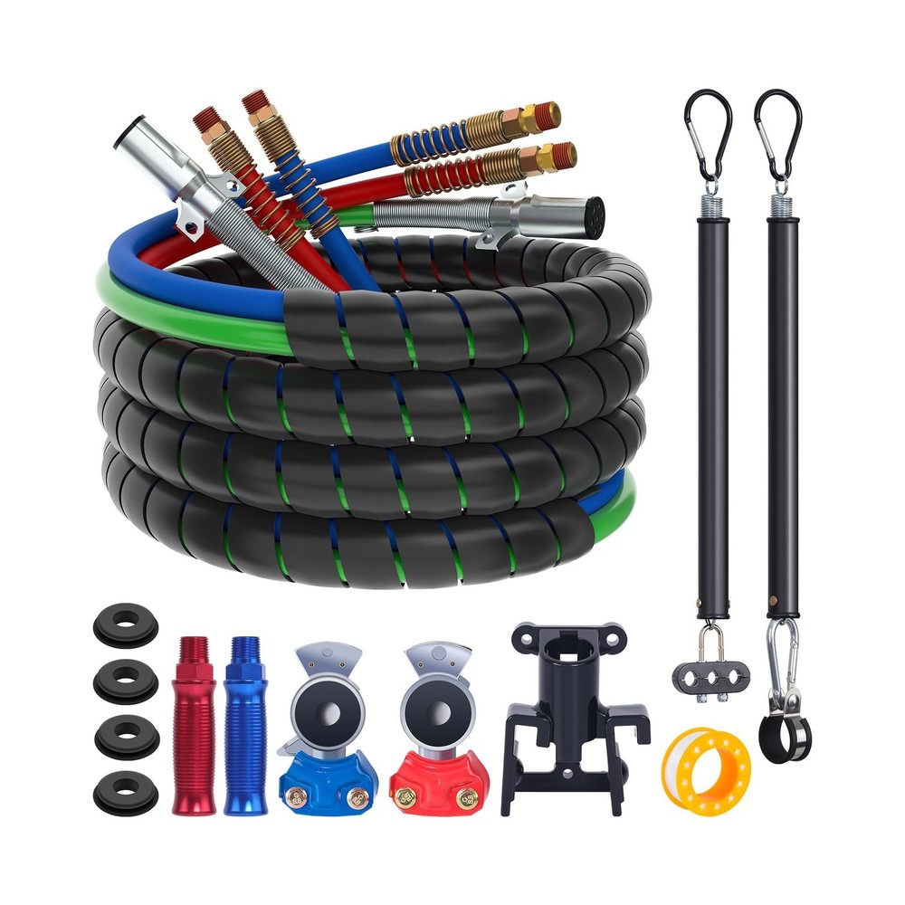 CheeMuii 15FT Semi Truck Air Line Kit with Gladhand Holder and Springs Kit Re…
