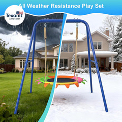 Saucer Swing Set for Kids Outdoor, Heavy Duty A-Frame Metal Swings Stand with 40