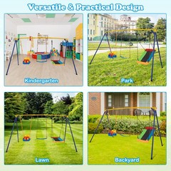 3-in-1 Kids Swing Set 660 LBS Carbon Steel Swing Frame w/Belt Swing for Toddlers