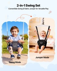 VEVOR Toddler Swing and Jumper 2 in 1 Swing Set and Bouncer A-Frame Stand Black