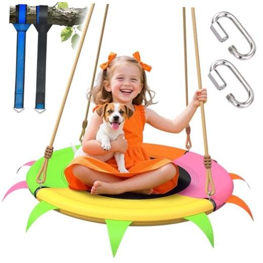 Saucer Swing for Kids Outdoor – 400lb Heavy-Duty Tree Swing with Adjustable