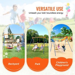 Uimoso Swing Sets for Backyard 1 Saucer 1 Belt Swing Seat A-Frame Metal Stand