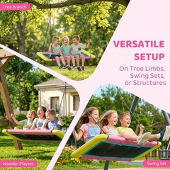 60” Rectangle Platform Tree Swing for Kids and Adults, Giant Flying Swing