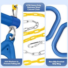 Trapeze Bar Swing Set Gym Rings 47″ Heavy Duty Chain Swing Set 17″ Blue
