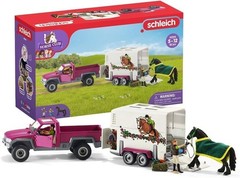 Kids Horse Club Truck Trailer 38pc – Realistic Animal Toy, Groomer, Saddle