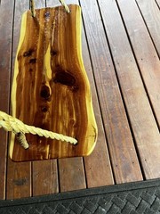 Unique Red Cedar Live Edge Wood Tree Swing With Handspliced Rope