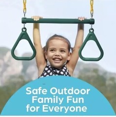 Jungle Gym Kingdom 18” Trapeze Swing, Heavy Duty Chain WBar Rings 48” Swing Set.