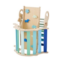 Uimoso 9-in-1 Toddler Climbing Set with Wooden Cars – Blue