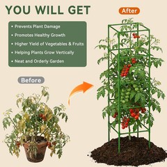 Halatool 2 Pack 72″ Tall Square Tomato Cages – Heavy Duty Metal Plant Cage for I