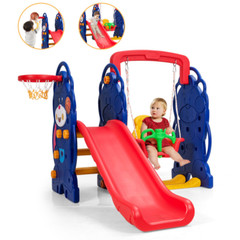 3-In-1 Toddler Climber and Swing Playset with Basketball Hoop