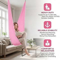 Sensory Swing Indoor Therapy Hammock Soft Nylon 300lbs | indoor sensory Pink