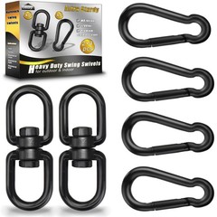 Black Swing Swivels 2 Pack, 304-Stainless Steel Swivel Rings, Double Eye Swiv…