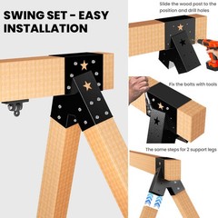 Heavy Duty Swing Set Brackets Kit with 2 A-Frame Brackets and 2 Swing Hangers…