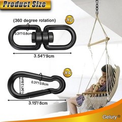 Black Swing Swivels 2 Pack, 304-Stainless Steel Swivel Rings, Double Eye Swiv…