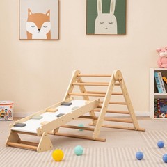 3-in-1 Pikler Triangle Climbing Set Kids Montessori Climbing Toys Wooden Climber