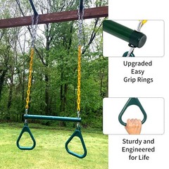 18” Trapeze Swing Bar Rings 48” Heavy Duty Plastic Coated Chains Swing Set …