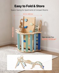 VEVOR Pikler Triangle Set 9-in-1 Toddler Climbing Toys with Wooden Cars Blue