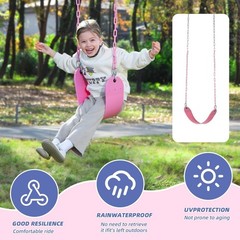 Pink Swing Seat – Heavy Duty Chain Plastic Coated – Playground Swing Set Acce…