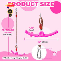 Ninja-Twister 360° Spin Handle: Slackline Swing Attachment for Kids Rose Red