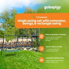gobaplay Single Swing Playground Set with 8′ Frame Extension & Rectangle Swing