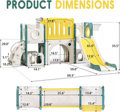 8 in 1 Toddler Slide Set, Kids Slide for Toddlers, Toddler Climber Slide Playset