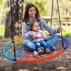 45″ 750lbs Spider Web Tree Swing for Kids & Adults, Outdoor Steel Frame Sauce…
